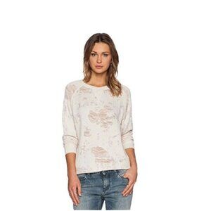 Iro. Jeans Cenix Woman's Sz S Cream Off White Distressed Raw Hem Sweatshirt